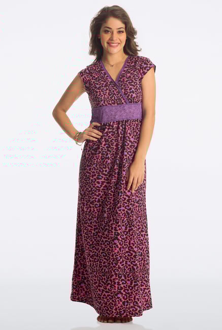 PrettySecrets Flirty Pink Animal Print Long Nightdress PrettySecrets Flirty Pink Animal Print Long Nightdress