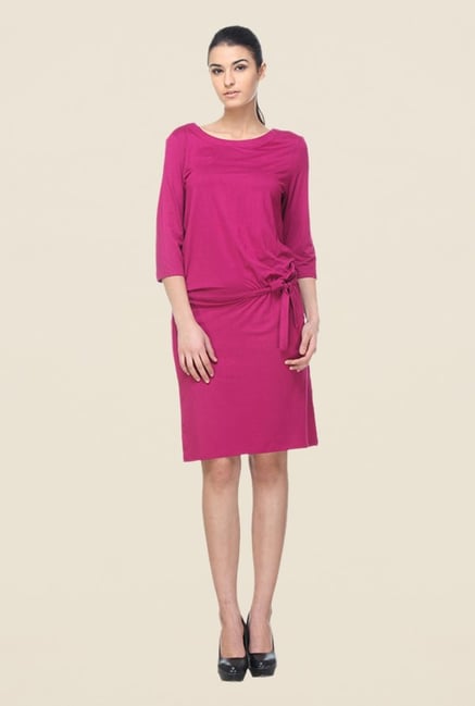 Kaaryah Magenta Solid Dress Kaaryah Magenta Solid Dress