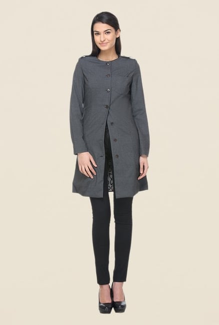 Kaaryah Grey Solid Coat Kaaryah Grey Solid Coat