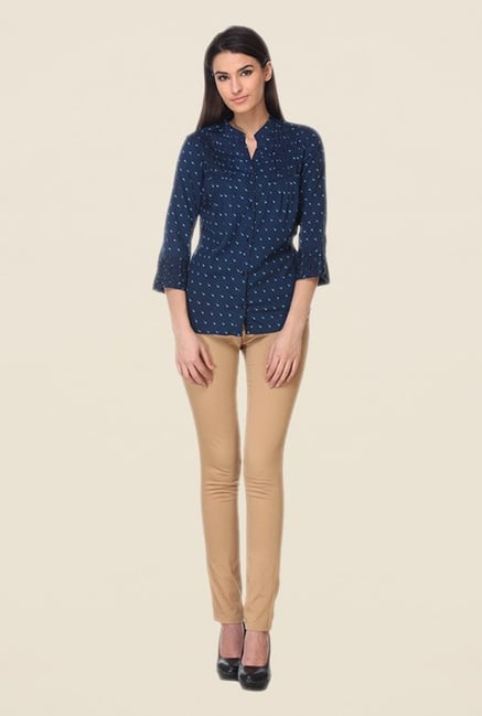 Kaaryah Navy Printed Shirt Kaaryah Navy Printed Shirt