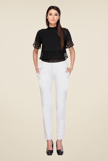 Kaaryah White Straight Fit Trousers Kaaryah White Straight Fit Trousers