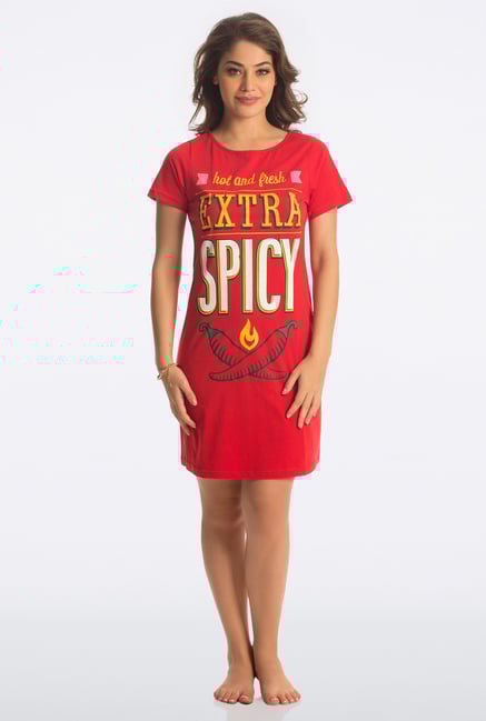 PrettySecrets Red Graphic Print Sleepshirt PrettySecrets Red Graphic Print Sleepshirt
