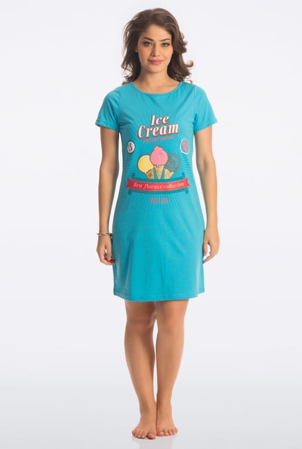 PrettySecrets Blue Graphic Print Sleepshirt PrettySecrets Blue Graphic Print Sleepshirt