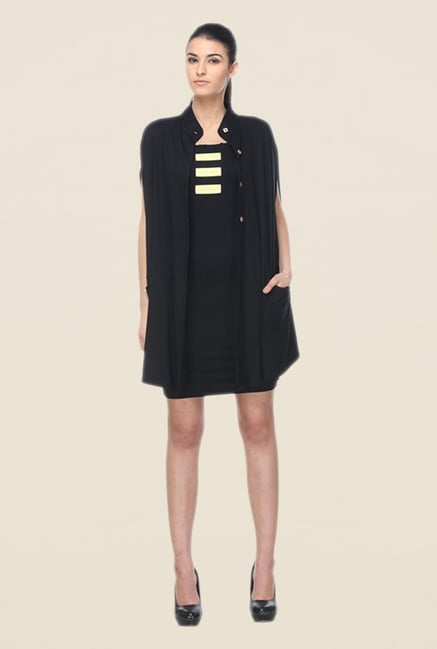 Kaaryah Black Solid Coat Kaaryah Black Solid Coat
