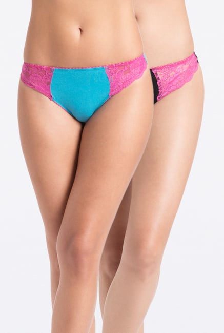 PrettySecrets Multicolor Cotton Lacy Thong (Pack of 2) PrettySecrets Multicolor Cotton Lacy Thong (Pack of 2)