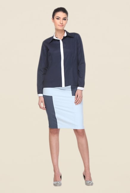 Kaaryah Navy Solid Shirt Kaaryah Navy Solid Shirt