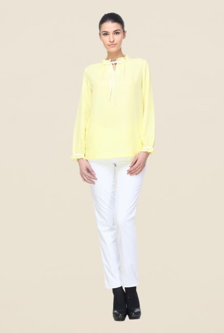 Kaaryah Yellow Polyester Solid Top Kaaryah Yellow Polyester Solid Top