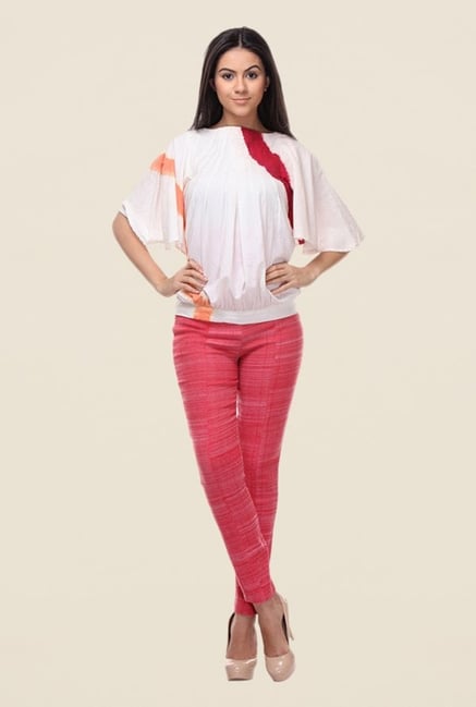 Kaaryah White Cotton Printed Top Kaaryah White Cotton Printed Top
