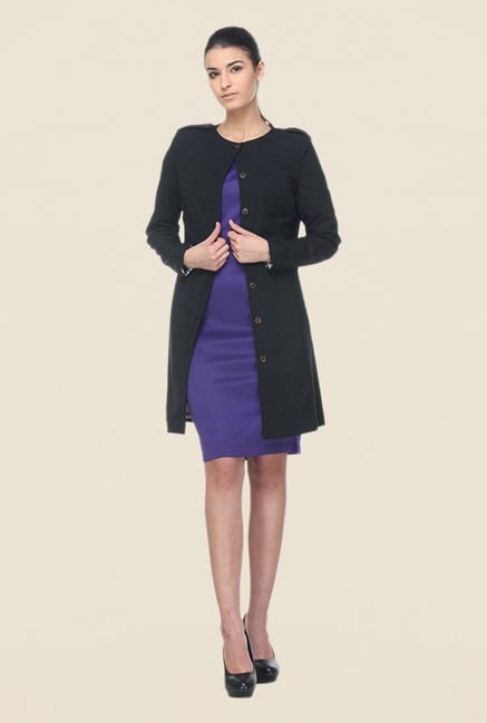 Kaaryah Black Solid Coat Kaaryah Black Solid Coat
