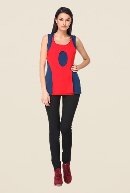 Kaaryah Red & Blue Solid Top Kaaryah Red & Blue Solid Top