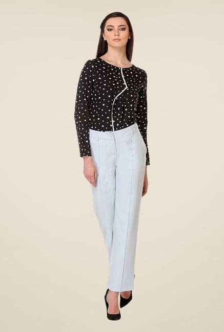 Kaaryah Light Blue Relaxed Fit Trousers Kaaryah Light Blue Relaxed Fit Trousers