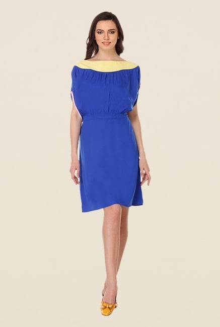 Kaaryah Blue Short Sleeve Solid Dress Kaaryah Blue Short Sleeve Solid Dress