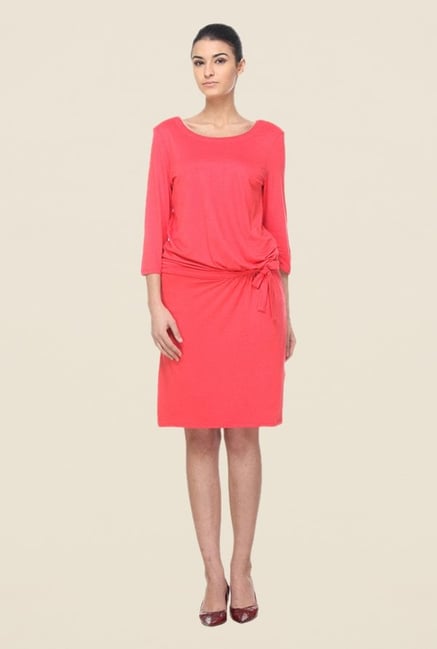 Kaaryah Coral Solid Dress Kaaryah Coral Solid Dress