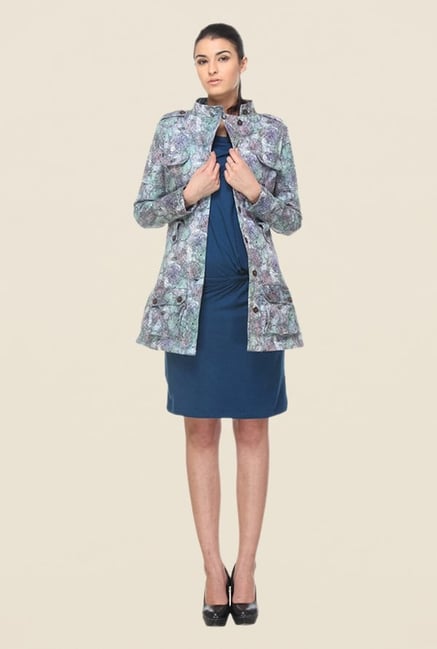 Kaaryah Blue Printed Coat Kaaryah Blue Printed Coat