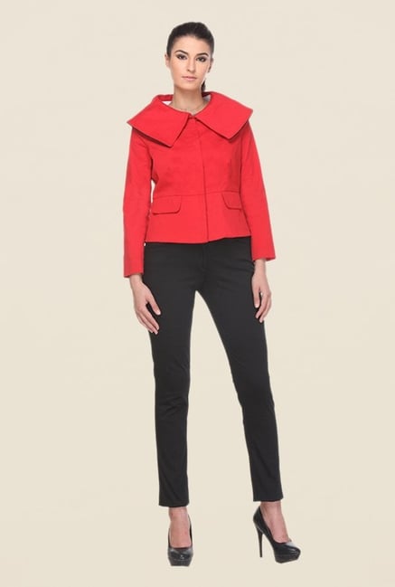 Kaaryah Red Solid Full Sleeves Jacket Kaaryah Red Solid Full Sleeves Jacket