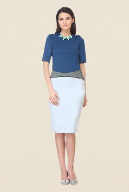Kaaryah Light Blue Pencil Skirt Kaaryah Light Blue Pencil Skirt