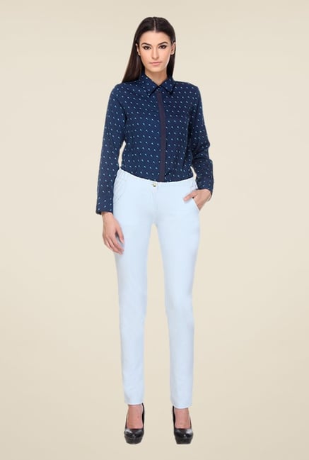 Kaaryah Light Blue Skinny Fit Trousers Kaaryah Light Blue Skinny Fit Trousers