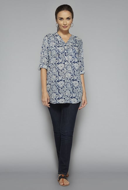 Utsa by Westside Indigo Floral Print Kurti Utsa by Westside Indigo Floral Print Kurti