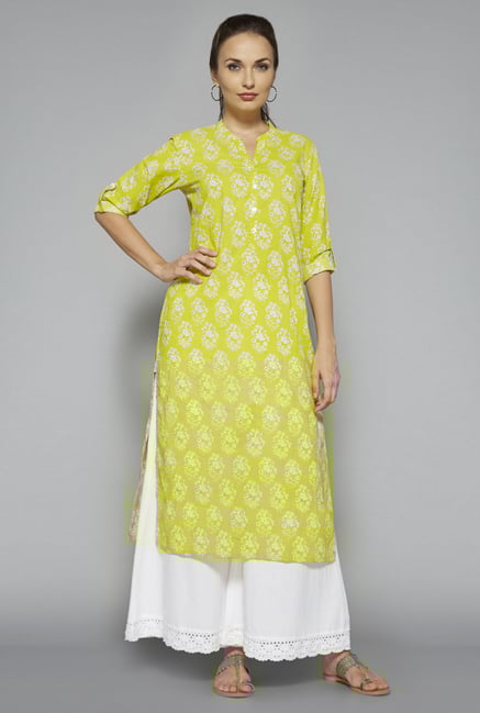 Utsa by Westside Lime Floral Print Kurta Utsa by Westside Lime Floral Print Kurta