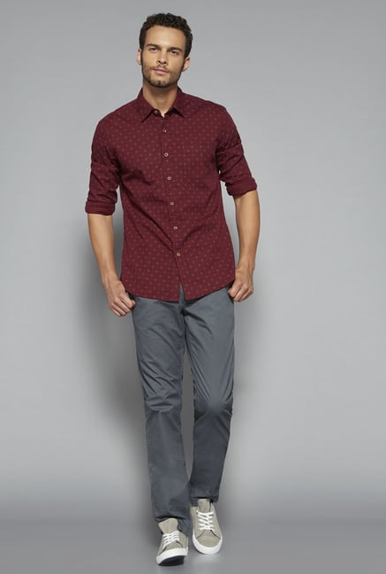 Westsport by Westside Maroon Printed Shirt Westsport by Westside Maroon Printed Shirt