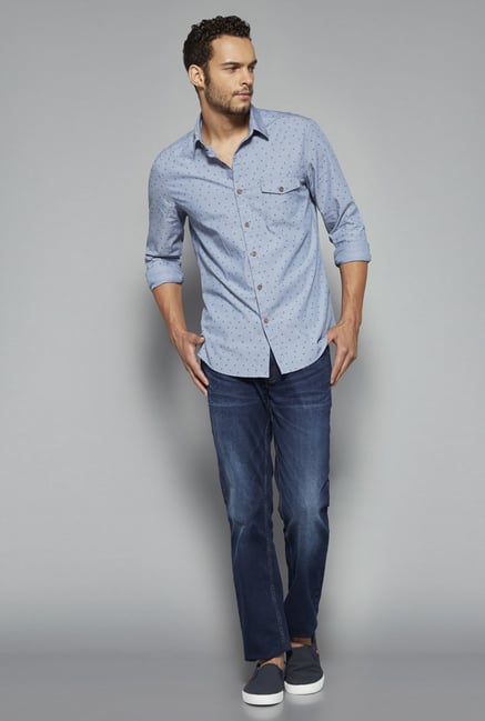 Westsport by Westside Blue Printed Shirt Westsport by Westside Blue Printed Shirt