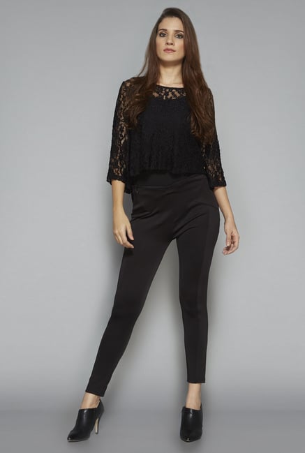Nuon by Westside Black Solid Pant Nuon by Westside Black Solid Pant