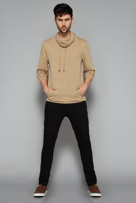 Nuon Men by Westside Beige Solid Sweatshirt Nuon Men by Westside Beige Solid Sweatshirt