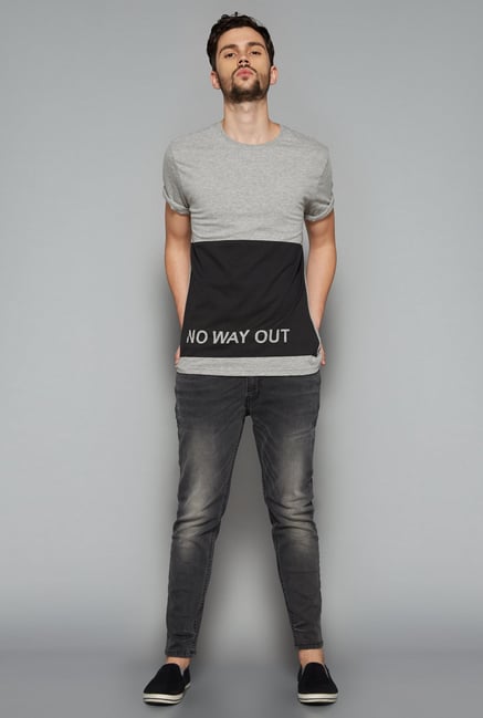 Nuon Men by Westside Grey Printed T Shirt Nuon Men by Westside Grey Printed T Shirt