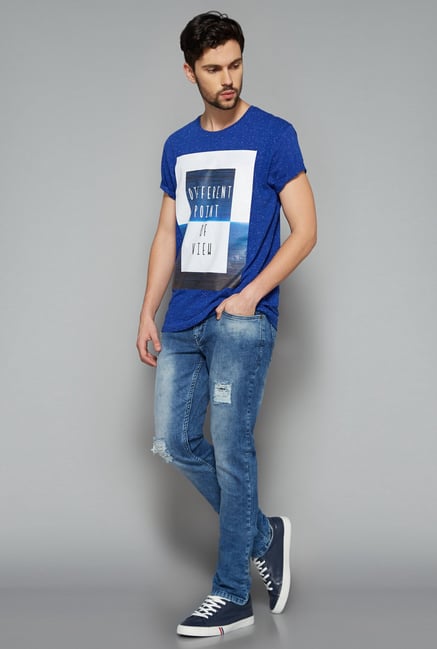 Nuon Men by Westside Navy Printed T Shirt Nuon Men by Westside Navy Printed T Shirt