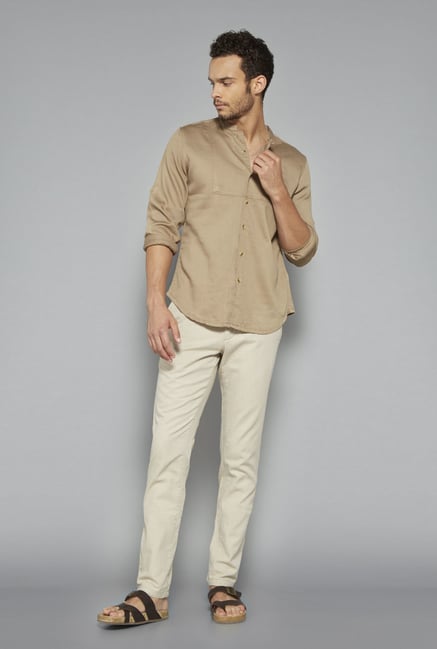 ETA by Westside Khaki Solid Shirt ETA by Westside Khaki Solid Shirt