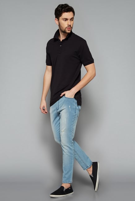 Nuon Men by Westside Black Solid Polo T Shirt Nuon Men by Westside Black Solid Polo T Shirt