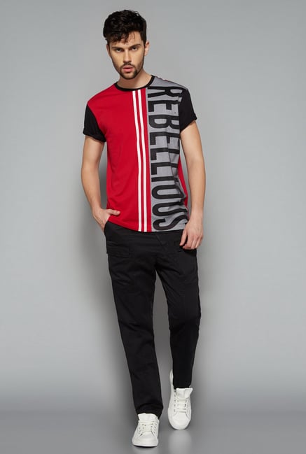 Nuon Men by Westside Red Printed T Shirt Nuon Men by Westside Red Printed T Shirt