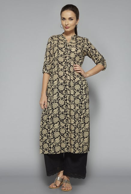 Utsa by Westside Beige Floral Print Kurta Utsa by Westside Beige Floral Print Kurta