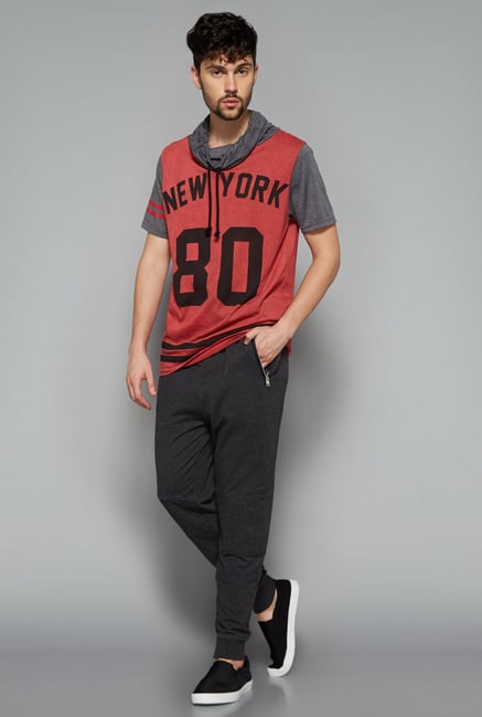 Nuon Men by Westside Red Printed T Shirt Nuon Men by Westside Red Printed T Shirt