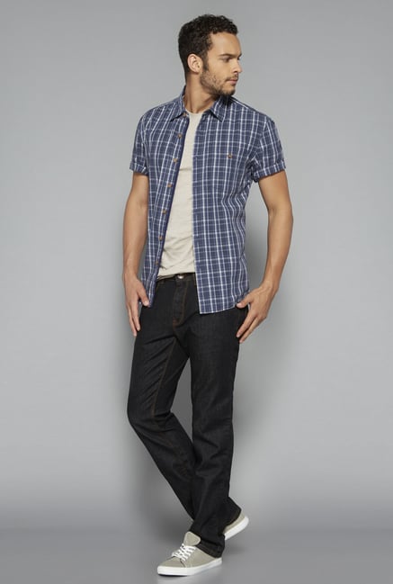 Westsport by Westside Indigo Checks Shirt Westsport by Westside Indigo Checks Shirt