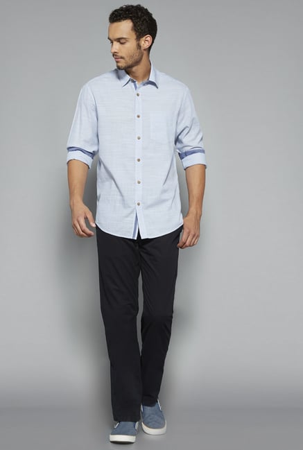 Westsport by Westside Blue Solid Shirt Westsport by Westside Blue Solid Shirt