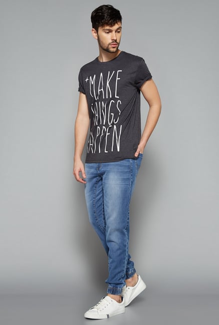 Nuon Men by Westside Grey Printed T Shirt Nuon Men by Westside Grey Printed T Shirt