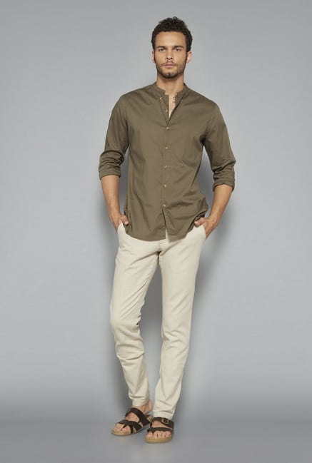 ETA by Westside Olive Self Print Shirt ETA by Westside Olive Self Print Shirt
