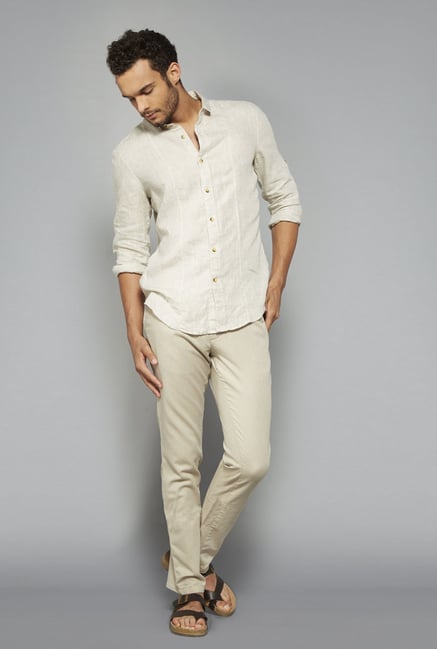 ETA by Westside Beige Solid Shirt ETA by Westside Beige Solid Shirt