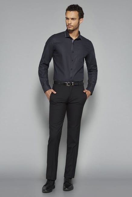 Weststreet by Westside Black Self Print Shirt Weststreet by Westside Black Self Print Shirt