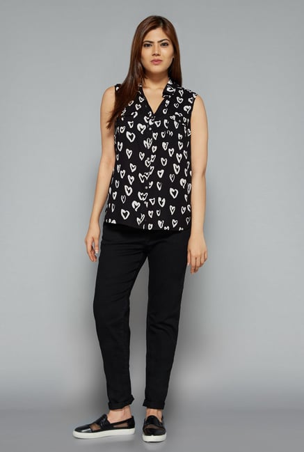 Sassy Soda by Westside Black Heart Print Blouse Sassy Soda by Westside Black Heart Print Blouse