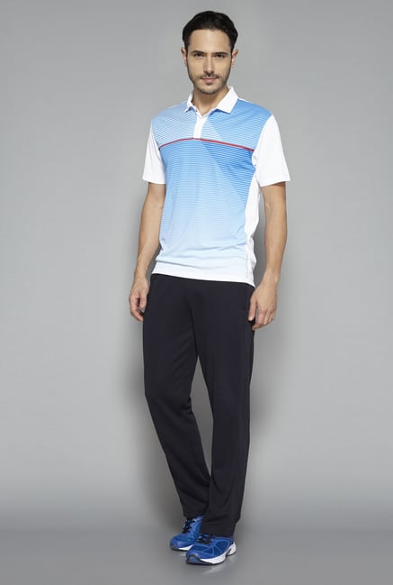 Westsport by Westside Blue Striped Polo T Shirt Westsport by Westside Blue Striped Polo T Shirt