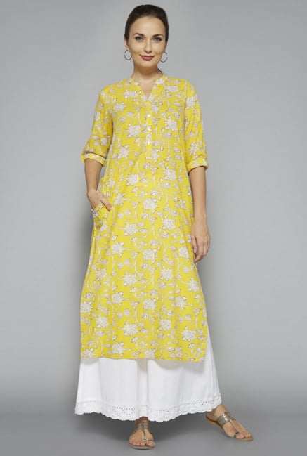 Utsa by Westside Yellow Floral Print Kurta Utsa by Westside Yellow Floral Print Kurta