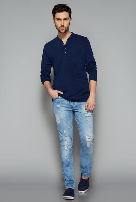Nuon Men by Westside Indigo Solid T Shirt Nuon Men by Westside Indigo Solid T Shirt