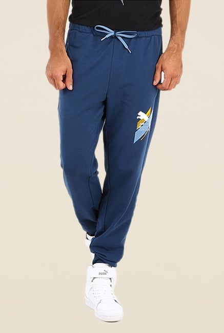 Puma Dark Blue Solid Joggers Puma Dark Blue Solid Joggers