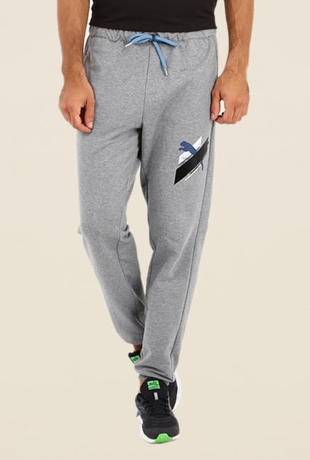 Puma Grey Solid Cotton Joggers Puma Grey Solid Cotton Joggers
