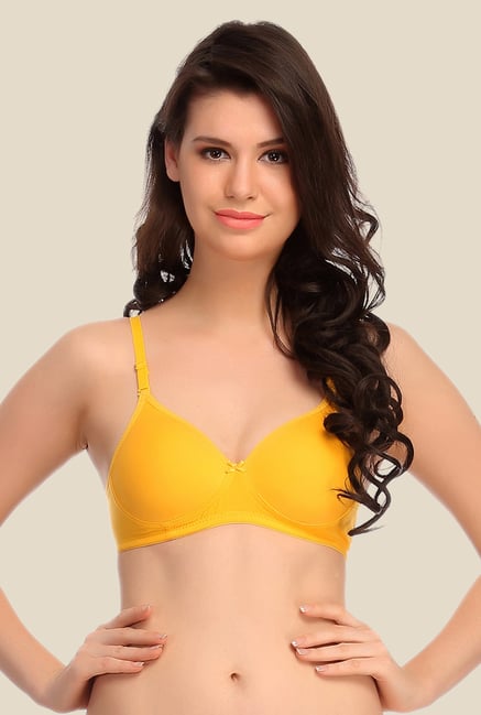 Clovia Yellow Padded T Shirt Bra With Detachable Straps Clovia Yellow Padded T Shirt Bra With Detachable Straps