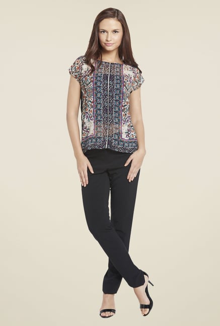 Globus Black Floral Print Top Globus Black Floral Print Top