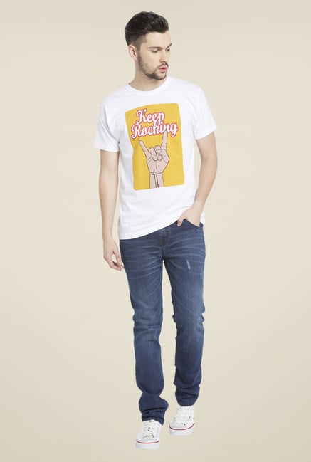 Globus White Graphic Print T Shirt Globus White Graphic Print T Shirt
