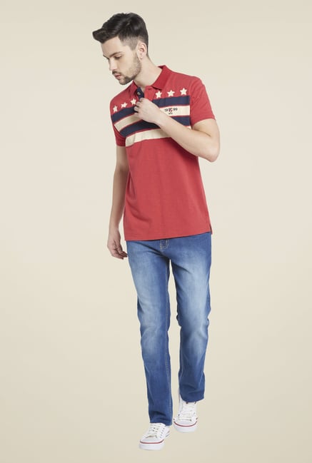 Globus Red Striped Polo T Shirt Globus Red Striped Polo T Shirt